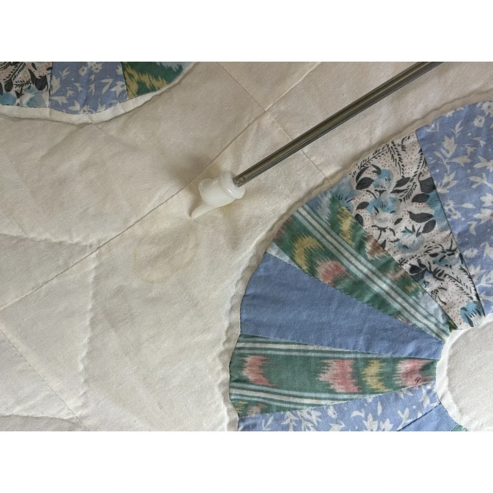 Blue Floral Dresden Plate Quilt Vintage Handmade Patchwork 80x80 Full/Queen